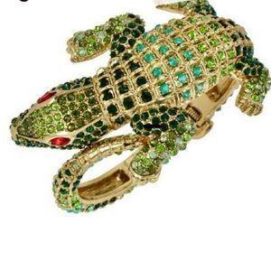 Betsey Johnson Alligator Hinged Bracelet Pave Crystals NWT